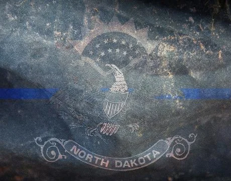 Top view of blue line flag of North Dakota state, Usa. United states of Ameri Stock Illustration