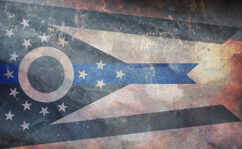 Top view of blue line flag of Ohio state, Usa. United states of America polic Stock Illustration