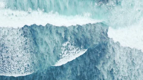 Top View Blue Ocean with Big Waves Water Background Stock Footage 257409061