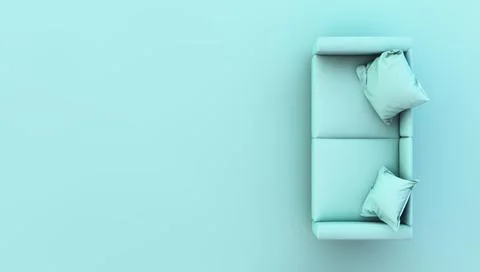 Top view of blue sofa 3d rendering Stock Illustration