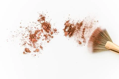 Top view blush with brush Stock Photos