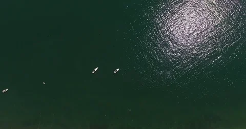 Top View of Boats in the Ocean Stock Footage 73755611