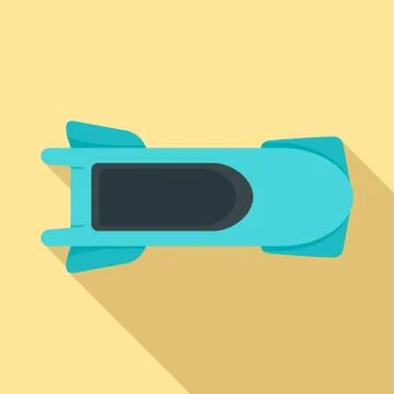 Top view bobsleigh icon, flat style Stock Illustration
