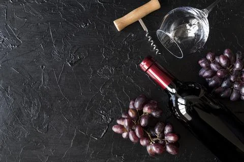 Top view bottle wine. High quality and resolution beautiful photo concept Stock Photos