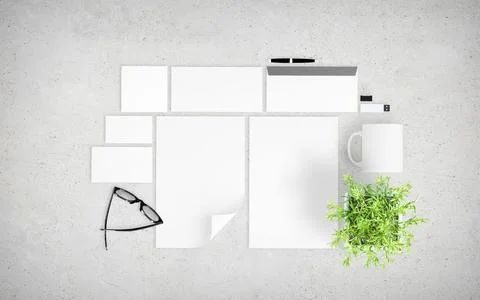 Top view of  branding elements mockup Stock Illustration