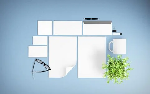 Top view of  branding elements mockup Stock Illustration