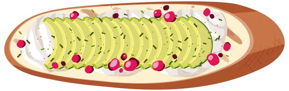 Top view of a bread with avocado isolated Stock Illustration