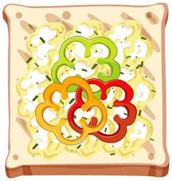 Top view of bread breakfast with topping Stock Illustration