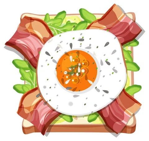 Top view of bread breakfast with topping Stock Illustration