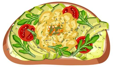 Top view of bread breakfast with topping Stock Illustration