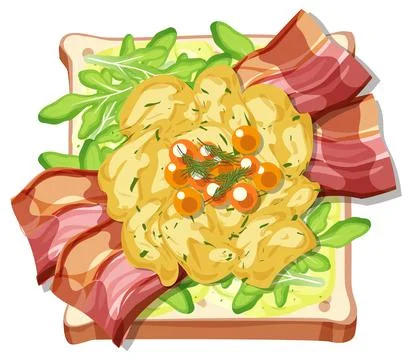 Top view of bread breakfast with topping Stock Illustration