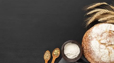 Top view bread concep with copy space. High quality and resolution beautiful Stock Photos