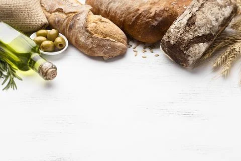 Top view bread concept with copy space. High quality and resolution beautif.. Stock Photos
