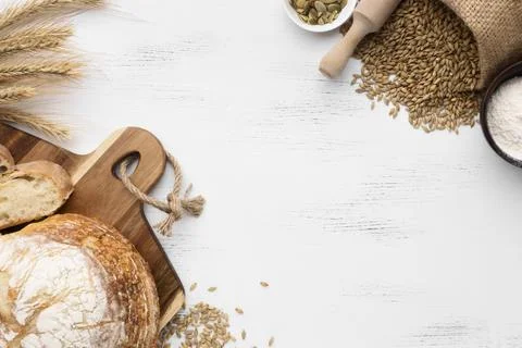 Top view bread concept with copy space Stock Photos