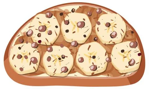 Top view of bread with fruit topping Stock Illustration
