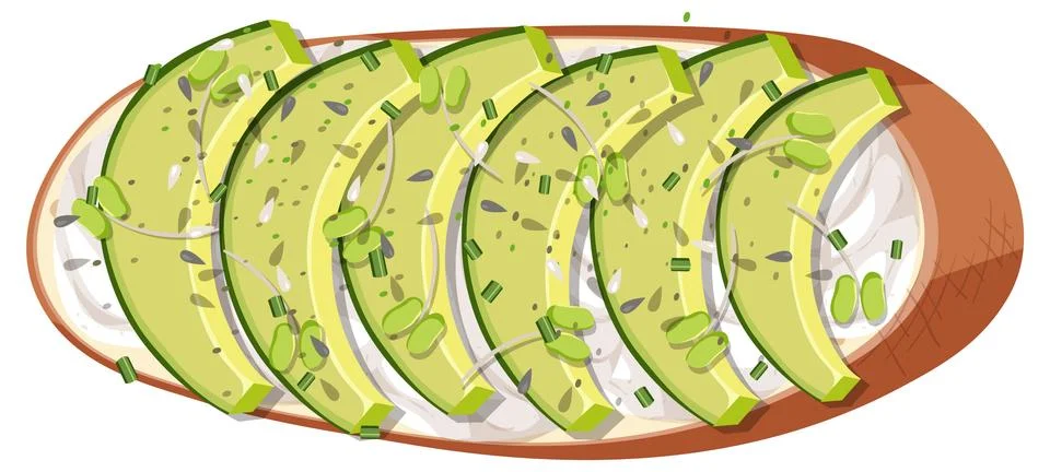 Top view of bread with fruit topping Stock Illustration