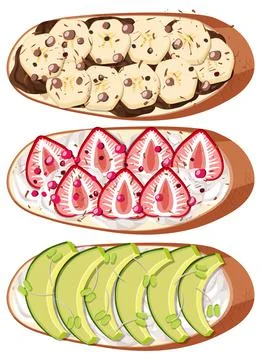 Top view of bread with fruit topping Stock Illustration