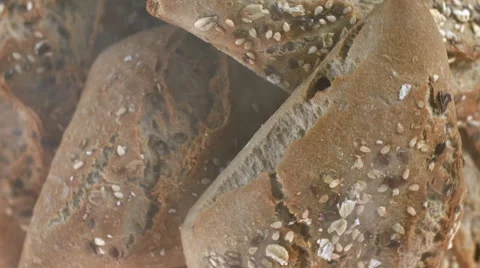 Top view of Bread rotating with smoke Video stock 62401859