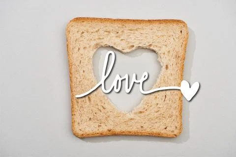 Top view bread slice carved Stock Photos