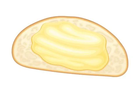 Top view of bread with spread butter. Natural dairy product on toast vector Illustrazione stock