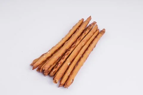 Top view of bread sticks on white backgraund Stockfoto's
