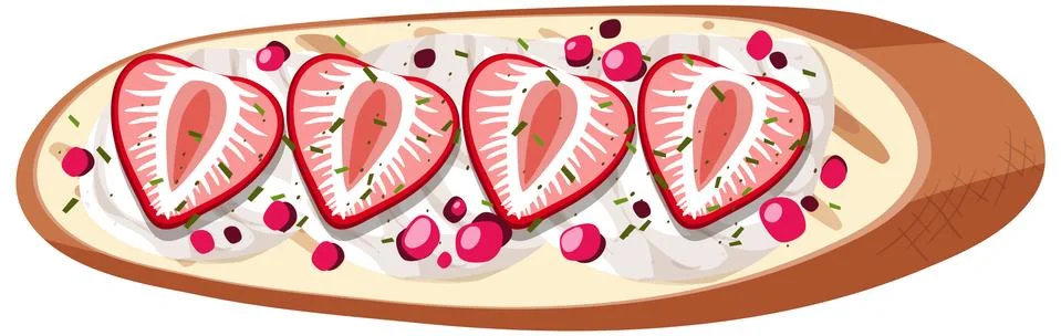 Top view of a bread with strawberry isolated Stock Illustration
