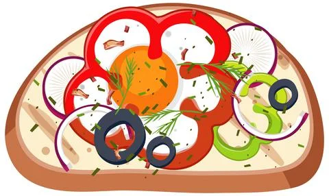 Top view of a bread with topping Stock Illustration