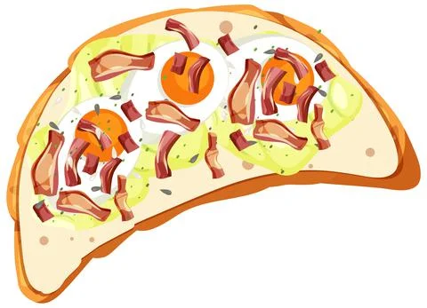 Top view of a bread with topping Stock Illustration