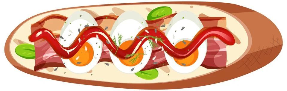 Top view of a bread with topping Stock Illustration