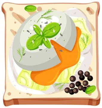 Top view of a bread with topping isolated Stock Illustration
