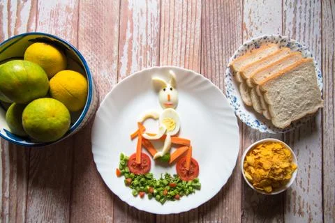 Top view of breakfast items Stock Photos