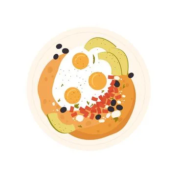 Top view of breakfast omelet Illustration