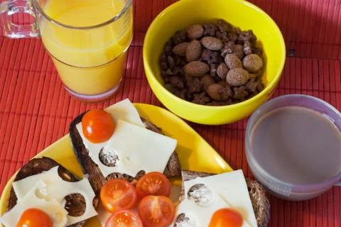 Top view of the breakfast Stock Photos