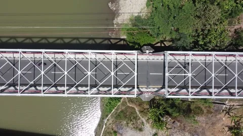 Top view of the bridge that crosses the Progo river Stock Footage 138974247