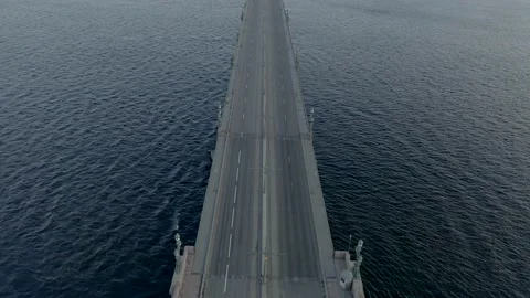 Top view on bridge over which the car is traveling Stock Footage 154541361