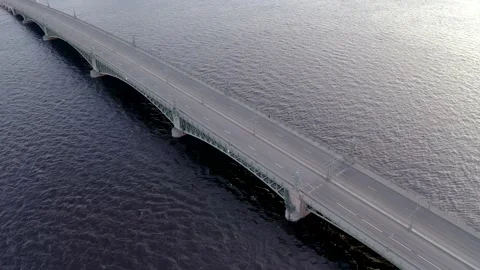 Top view on the bridge over which a man is running. Stock Footage 154541403