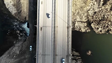Top view of the bridge over which cars travel Video stock 156600087