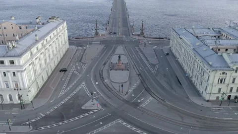 Top view on the bridge, the river and the square Stock Footage 154705644