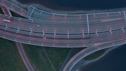 Top view of the bridge under which the ships sail Stock Footage 120332314