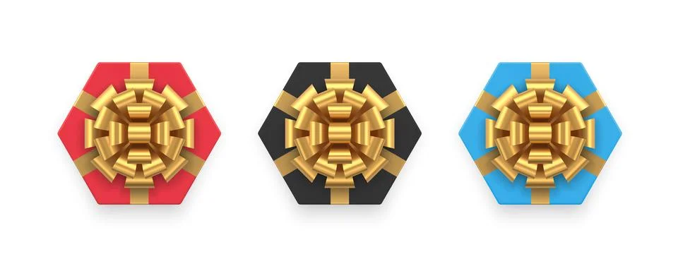 Top view bright realistic hexagonal cardboard box collection for festive holi Illustrazione stock