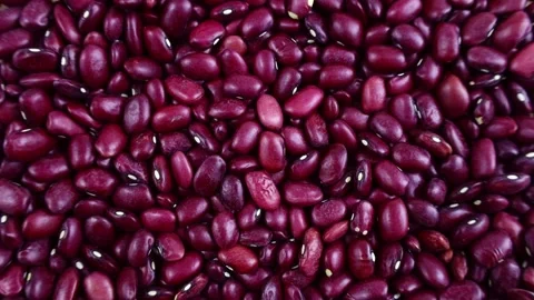 Top view of bright red kidney beans texture circle rotation close up Stock Footage 233997152