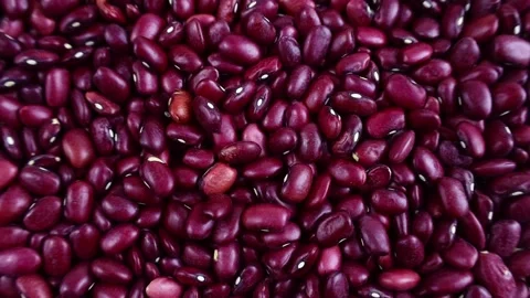 Top view of bright red kidney beans falling down with circle rotation close up Stock Footage 235810717