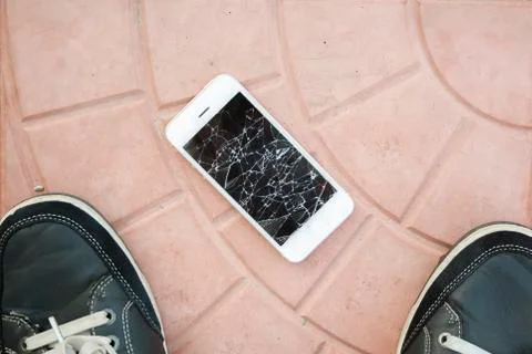 Top view broken phone Stock Photos