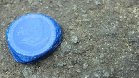The Top view is a broken plastic bottle cap Stock Photos