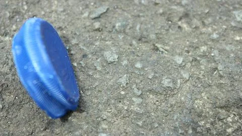 The Top view is a broken plastic bottle cap Stock Photos
