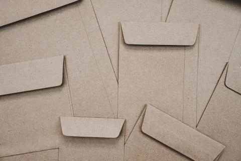 Top view of Brown paper envelope. Flat lay of Many brown paper envelopes over Stock Photos