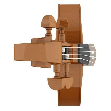 Top view of brown violin isolated on white background Illustrazione stock