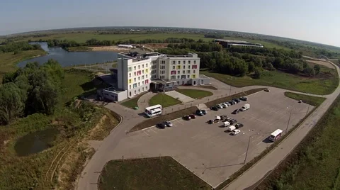 Top view of building and parking before it Stock Footage 68068846