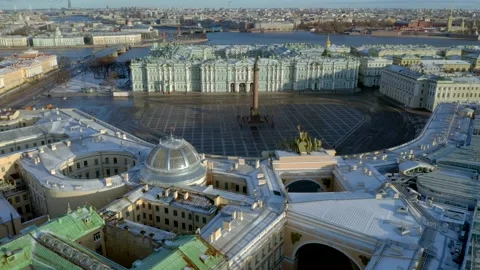Top view on building of the hermitage, the spring Stock Footage 153269233