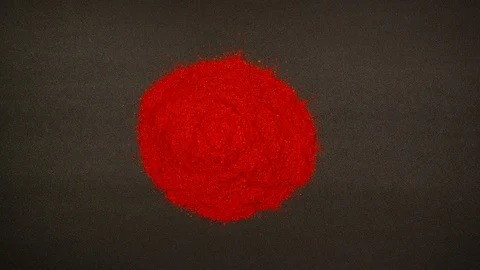TOP VIEW: Building of pile of red pepper powder - Stop motion animation Stock Footage 121943169